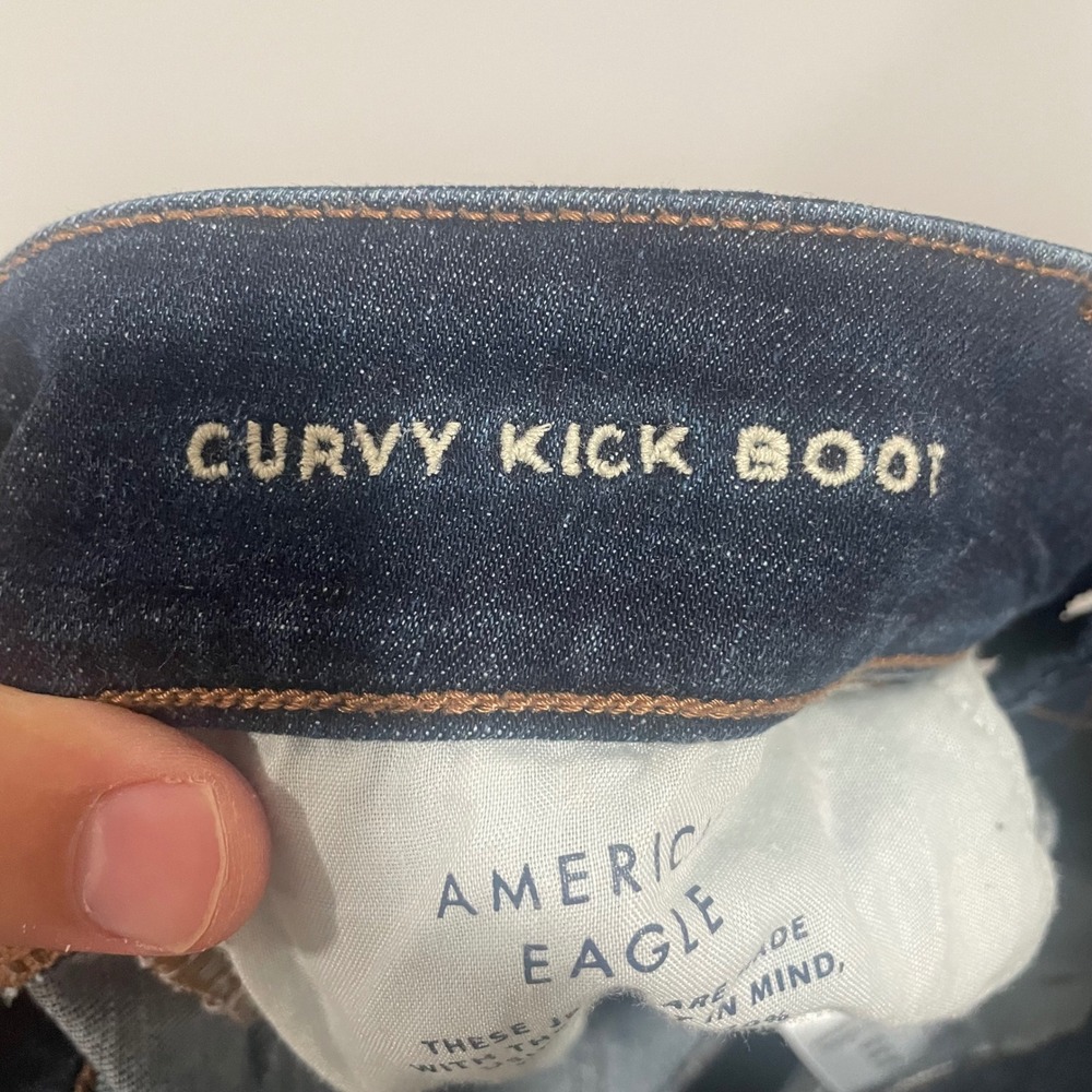 American Eagle Curvy Kick Boot Jeans Womens 6 Short (32x28.5) Dark Wash Stretch - Picture 6 of 8